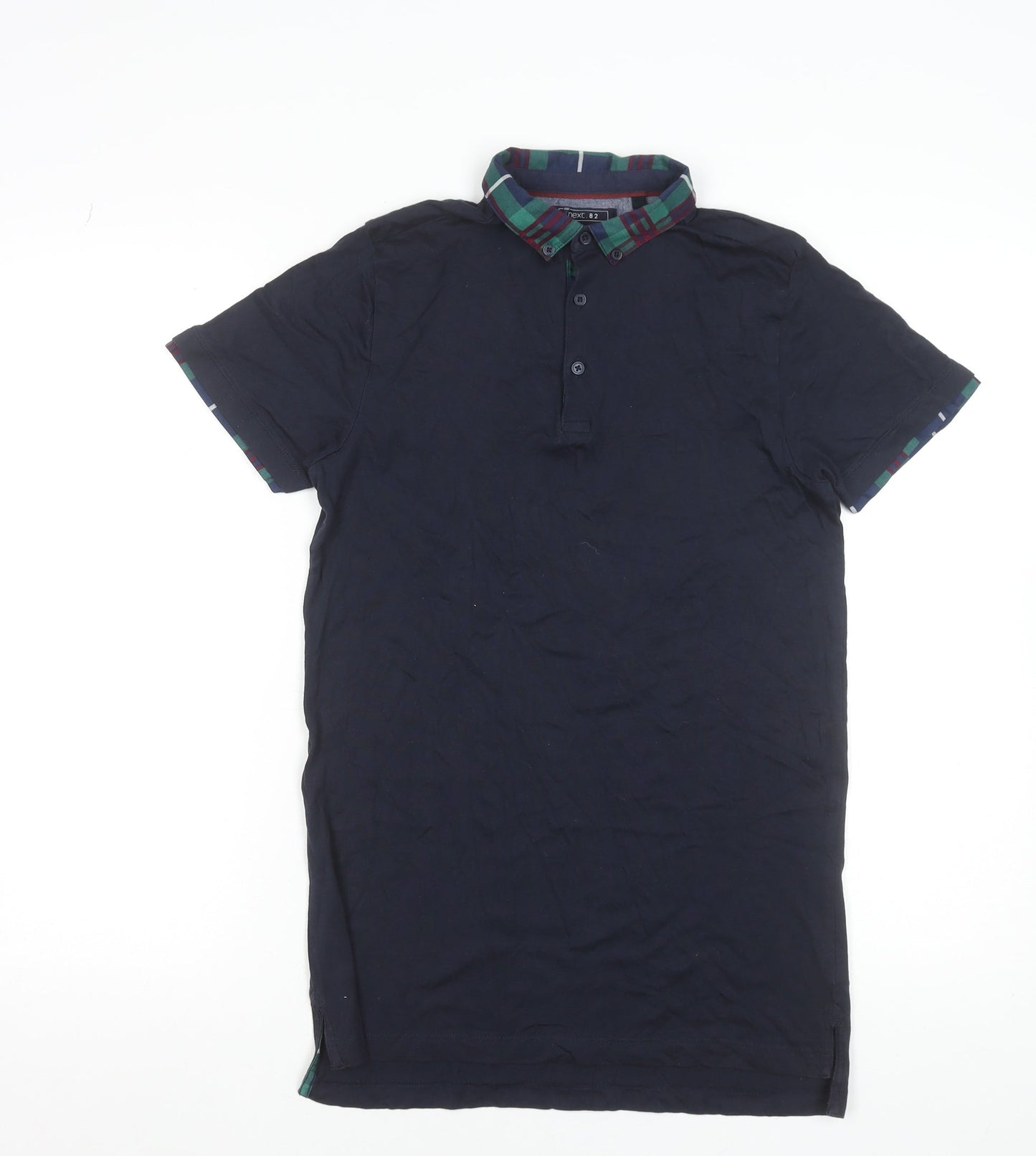 Next Boys Blue Cotton Polo Shirt 14 Years Short Sleeve Collared Top