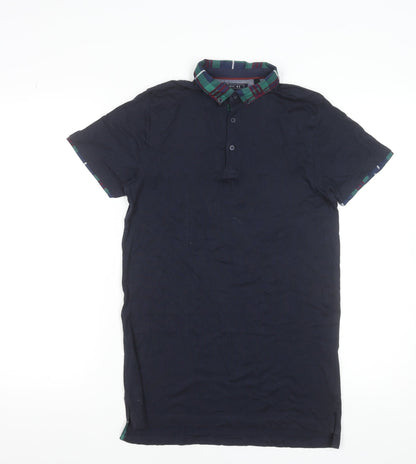 Next Boys Blue Cotton Polo Shirt 14 Years Short Sleeve Collared Top