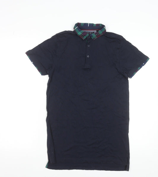 Next Boys Blue Cotton Polo Shirt 14 Years Short Sleeve Collared Top