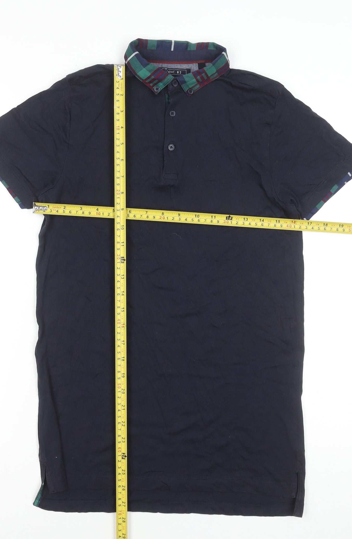 Next Boys Blue Cotton Polo Shirt 14 Years Short Sleeve Collared Top