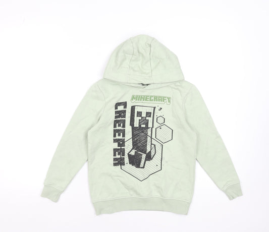 Minecraft Boys Green Creeper Pullover Hoodie 7-8 Years Cotton Blend