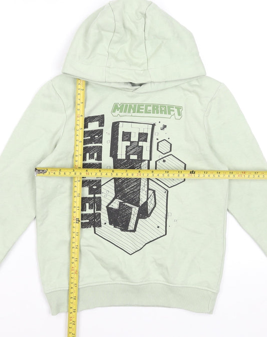 Minecraft Boys Green Creeper Pullover Hoodie 7-8 Years Cotton Blend