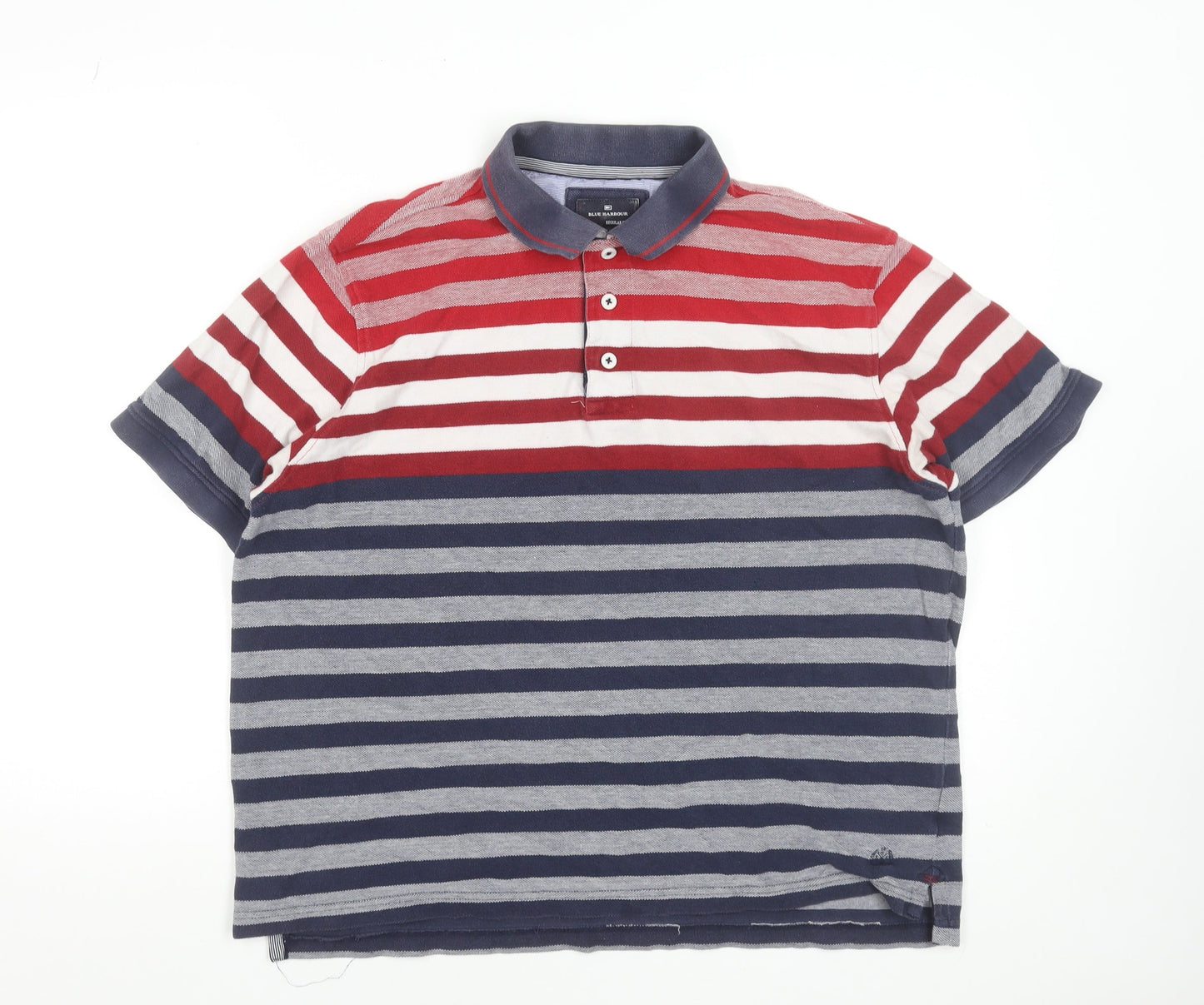 Marks and Spencer Blue Harbour Men's Multicoloured XL Striped Regular Fit Polo Shirt