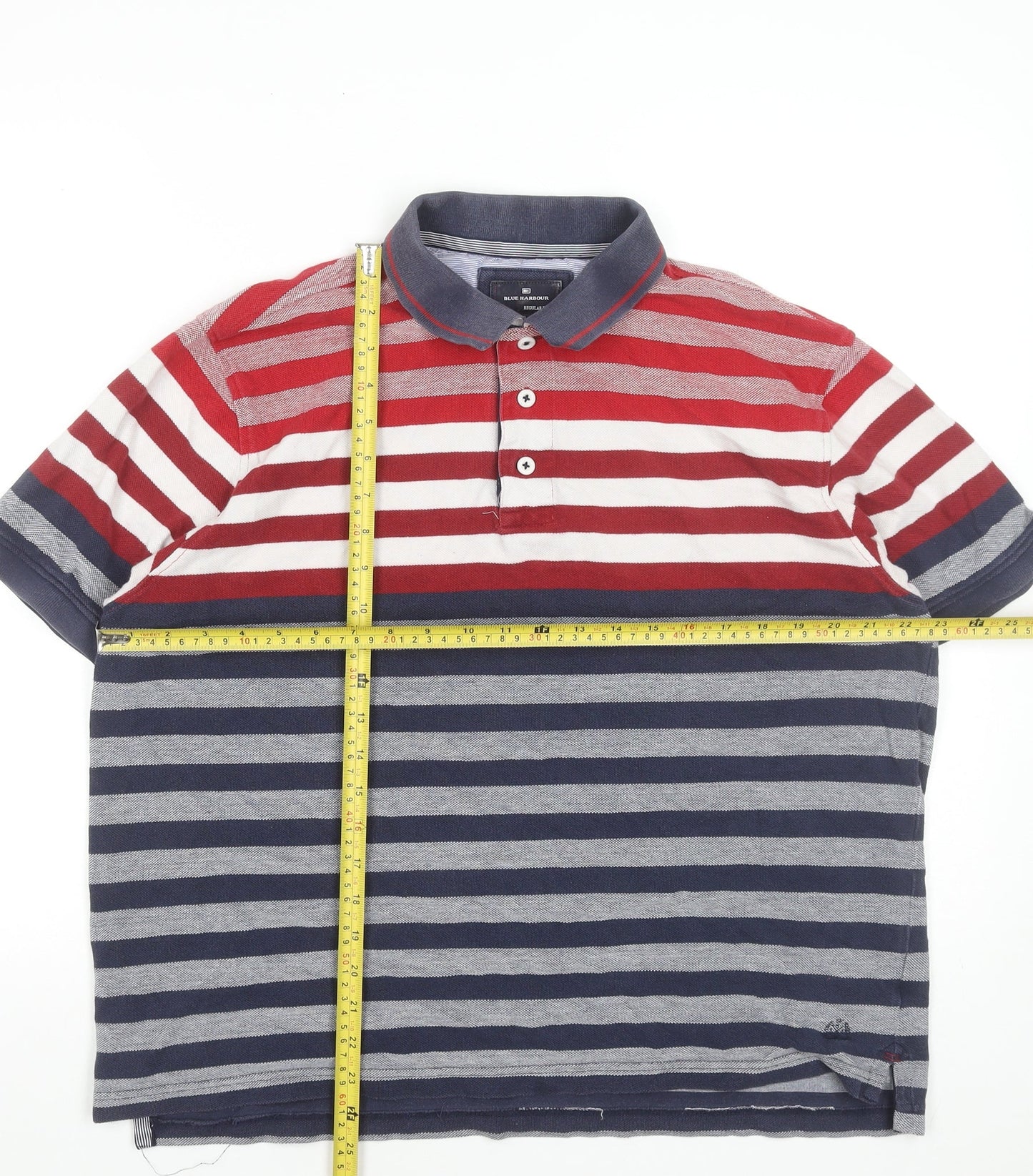 Marks and Spencer Blue Harbour Men's Multicoloured XL Striped Regular Fit Polo Shirt