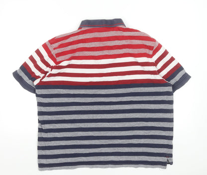 Marks and Spencer Blue Harbour Men's Multicoloured XL Striped Regular Fit Polo Shirt