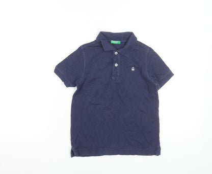 United Colors of Benetton Boys Blue Cotton Polo Shirt 6-7 Years