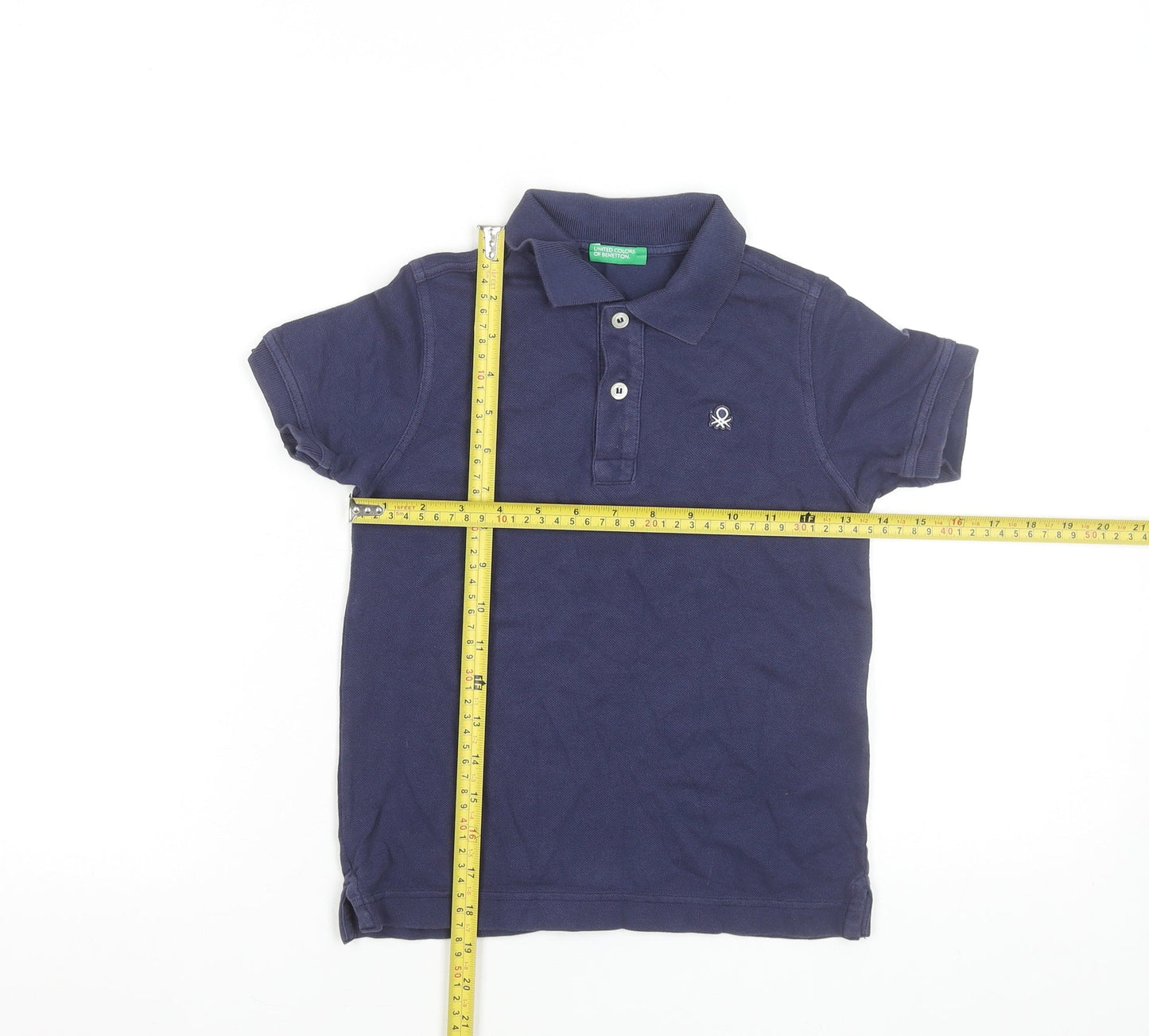 United Colors of Benetton Boys Blue Cotton Polo Shirt 6-7 Years