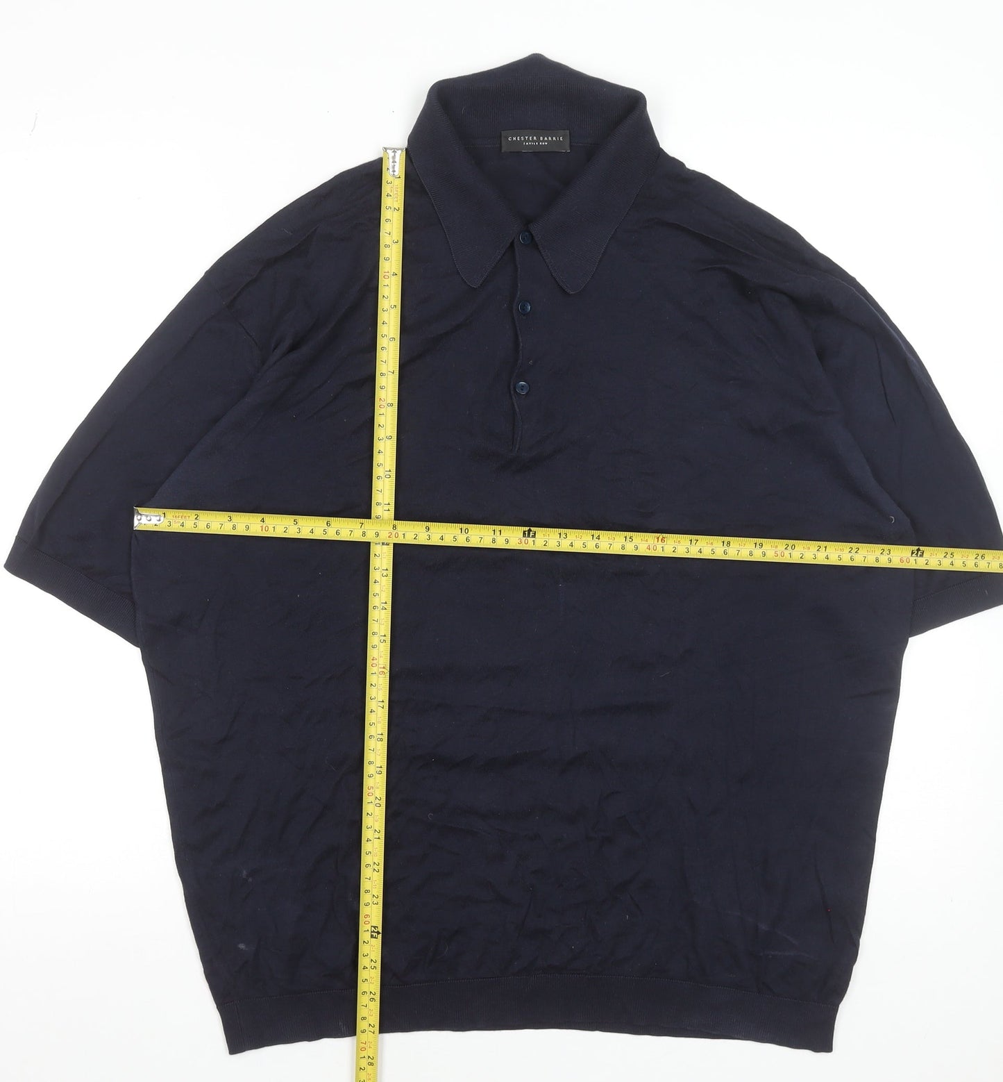 Chester Barrie Men's Blue Cotton Short Sleeve Polo Shirt XL