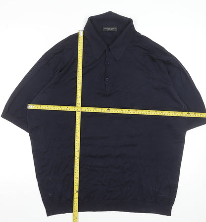 Chester Barrie Men's Blue Cotton Short Sleeve Polo Shirt XL