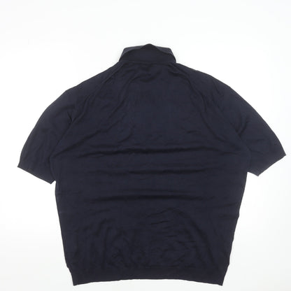 Chester Barrie Men's Blue Cotton Short Sleeve Polo Shirt XL