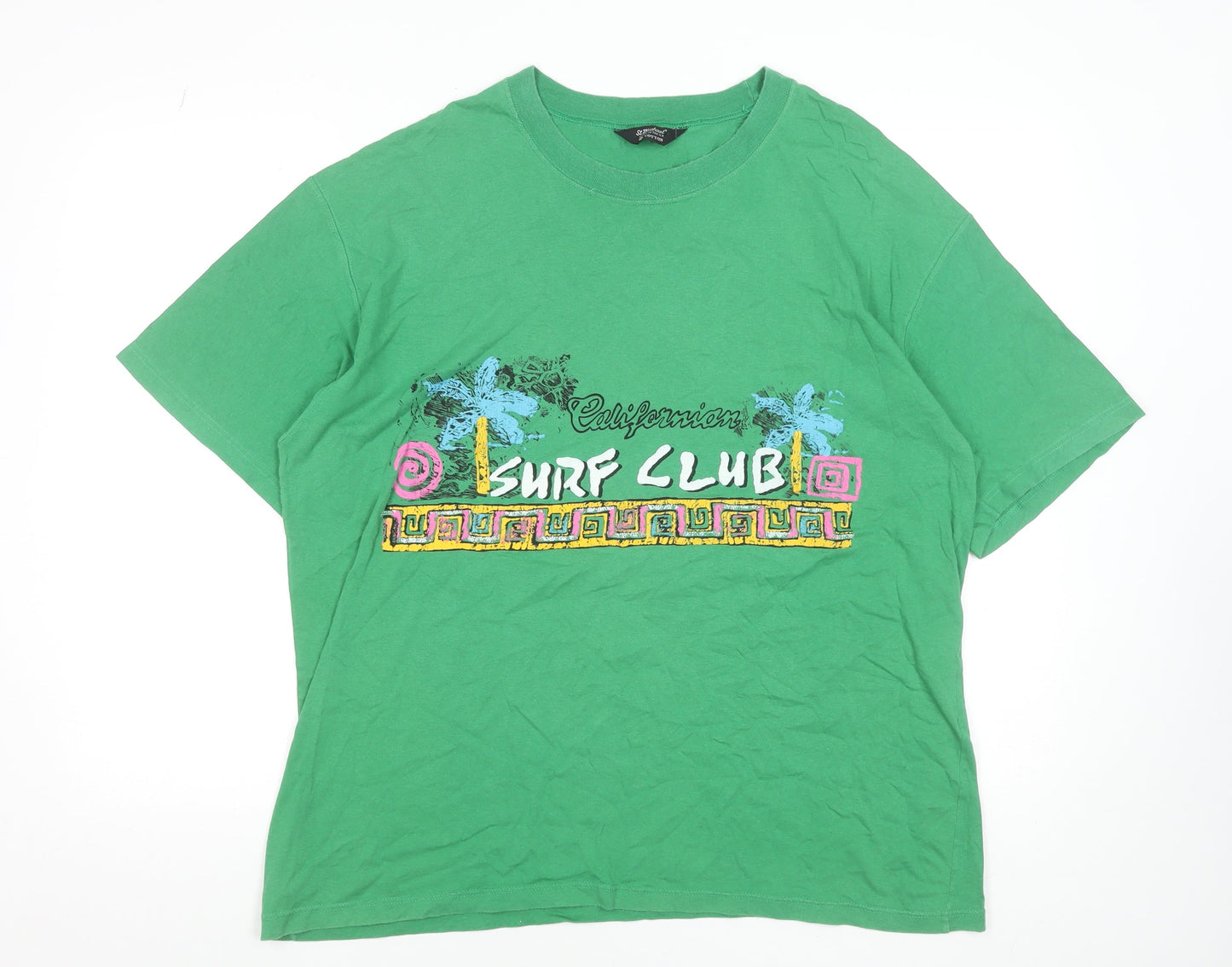 Marks and Spencer Men's Green XL California Surf Club Vintage T-Shirt