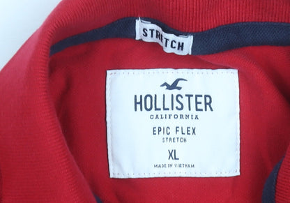 Hollister Men’s Red Epic Flex Slim Fit Polo Shirt XL