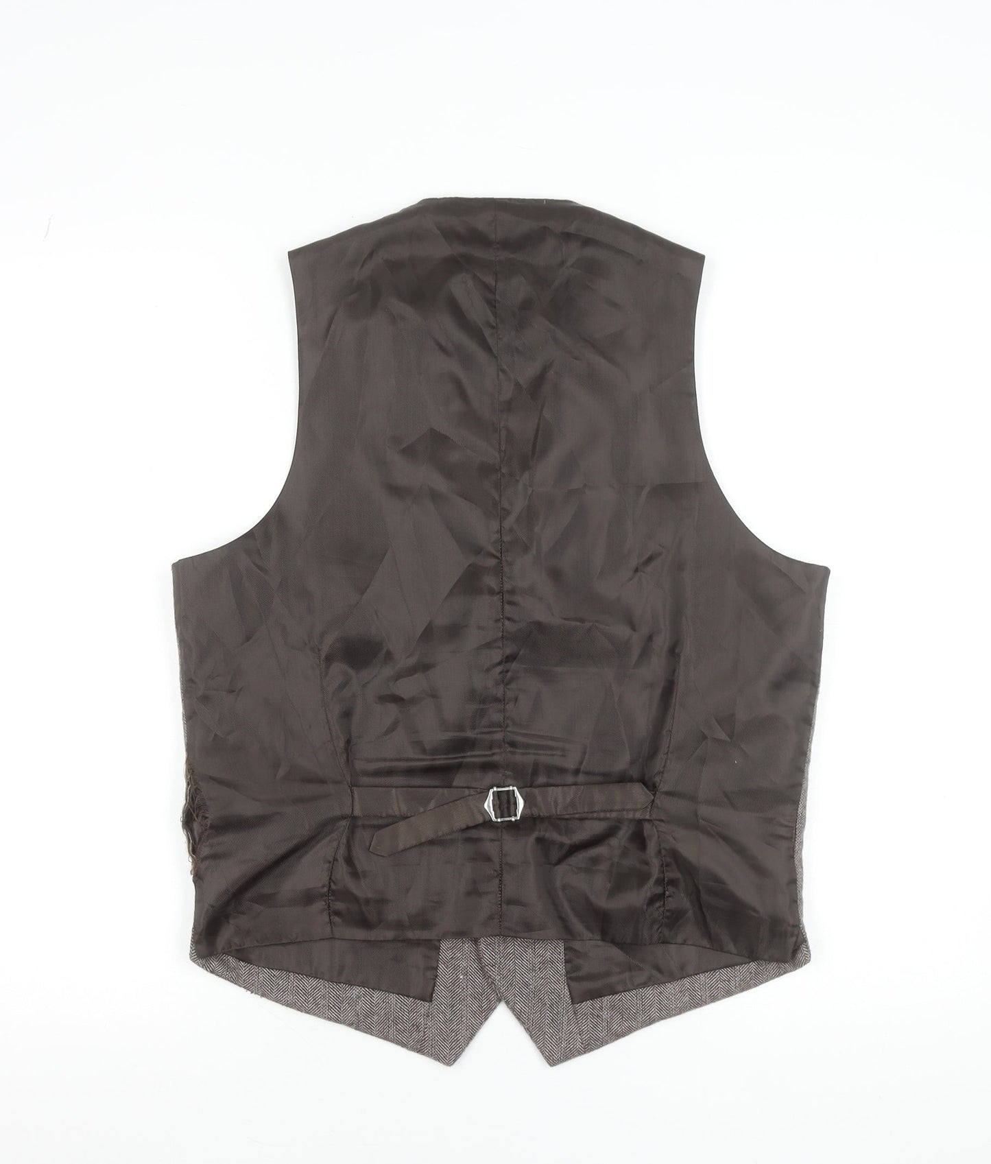 Ruth & Boaz Men's Brown Herringbone Wool Blend Waistcoat S