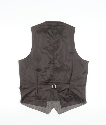 Ruth & Boaz Men's Brown Herringbone Wool Blend Waistcoat S
