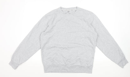 Uniqlo Men's Grey Cotton Pullover Sweatshirt Size M