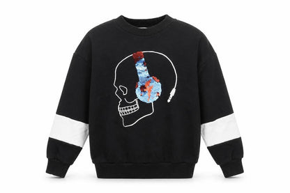Marks and Spencer Boys Black Sequin Skull Sweatshirt 7-8 Years Pullover Jumper
