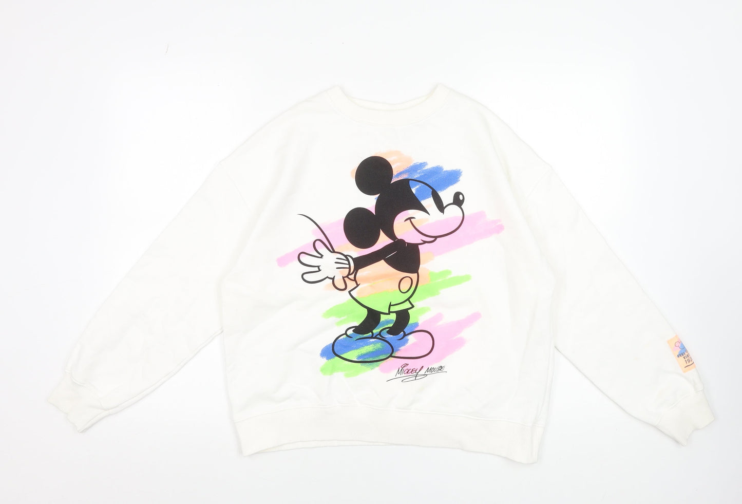 Zara Disney Girls White Mickey Mouse Pullover Sweatshirt 13-14 Years