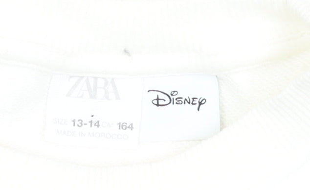 Zara Disney Girls White Mickey Mouse Pullover Sweatshirt 13-14 Years