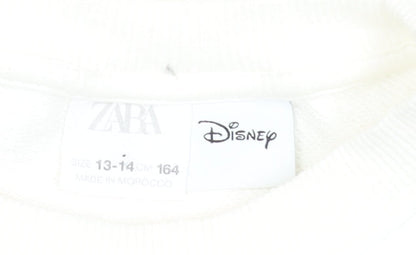 Zara Disney Girls White Mickey Mouse Pullover Sweatshirt 13-14 Years