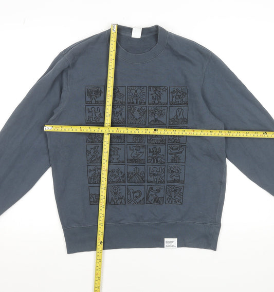 Uniqlo Men’s Blue Keith Haring Graphic Pullover Sweatshirt Size S