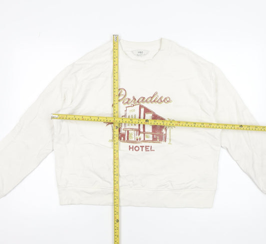 Womens UK Size M Marks and Spencer Beige Pullover Sweatshirt