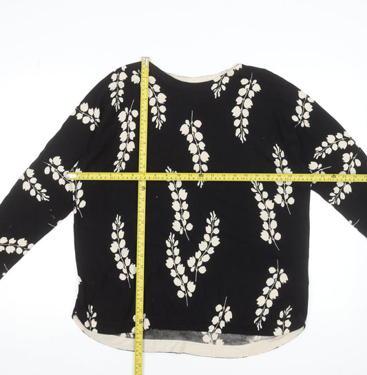 Debenhams Women's Black Floral Crew Neck Long Sleeve Pullover Jumper Size 14