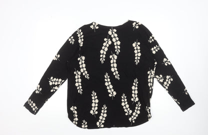 Debenhams Women's Black Floral Crew Neck Long Sleeve Pullover Jumper Size 14