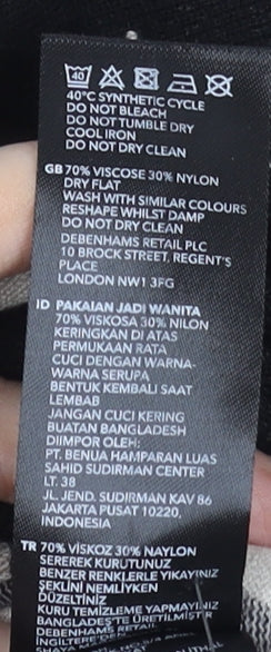 Debenhams Women's Black Floral Crew Neck Long Sleeve Pullover Jumper Size 14