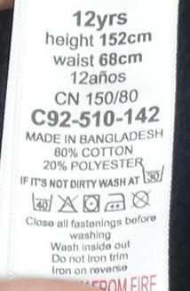 Minecraft Boys Navy Blue Full Zip Hoodie 12 Years Graphic Cotton Blend