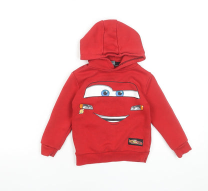 Disney Pixar Cars Boys Red Pullover Hoodie 2-3 Years Lightning McQueen