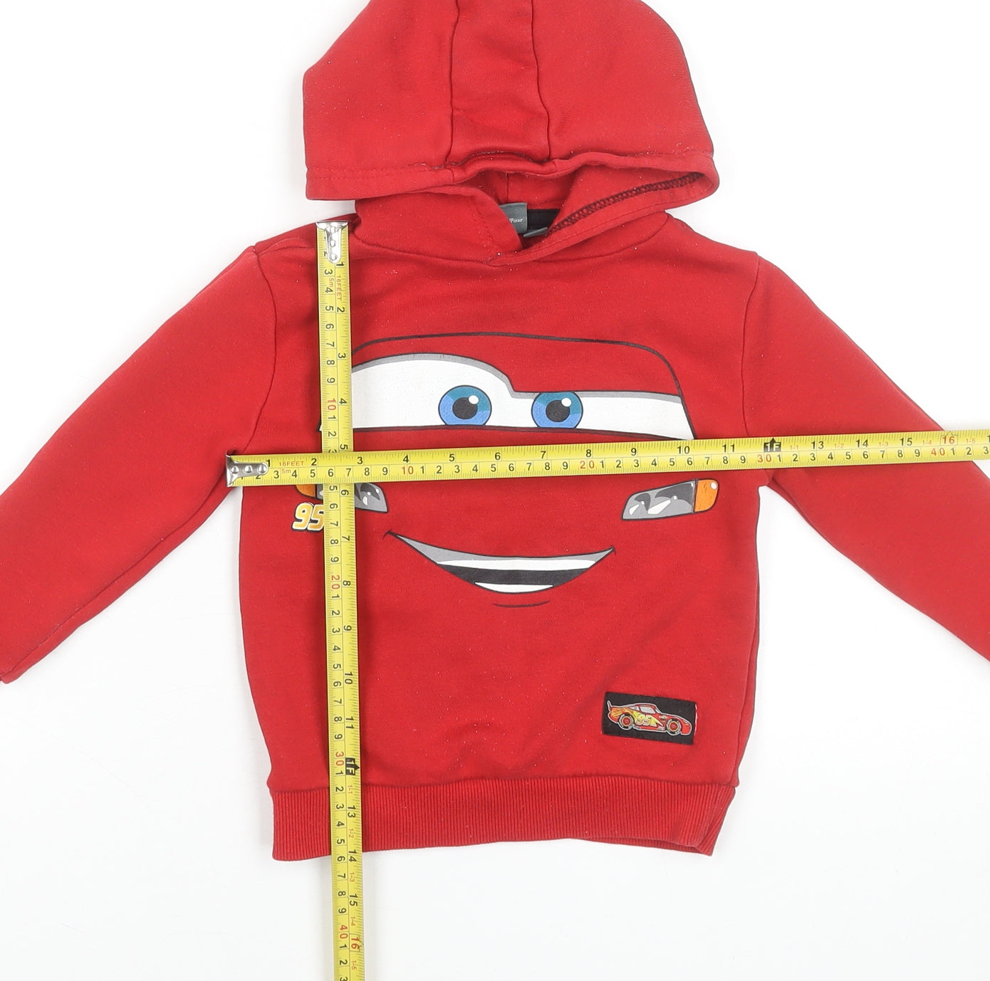 Disney Pixar Cars Boys Red Pullover Hoodie 2-3 Years Lightning McQueen
