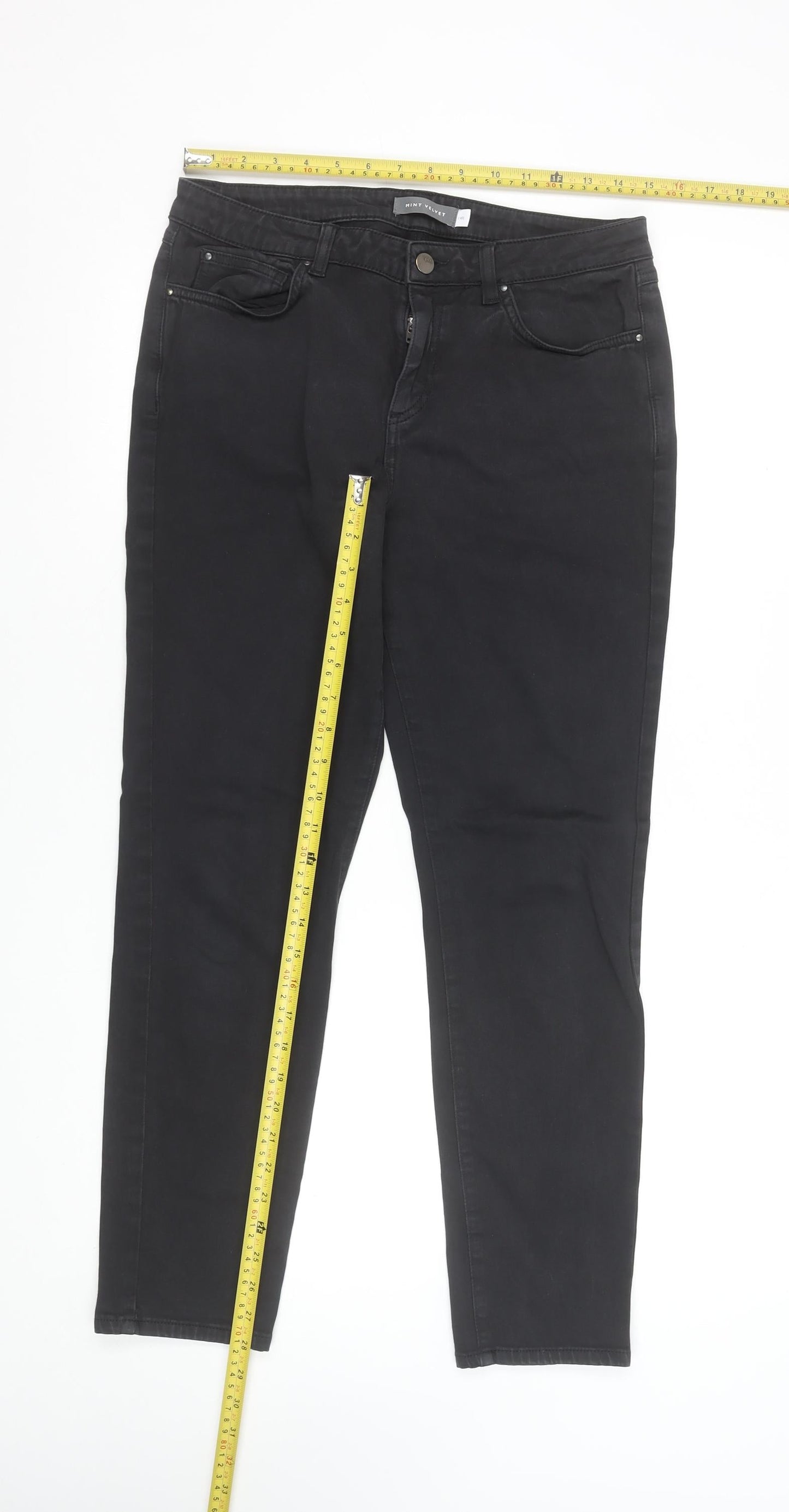 Mint Velvet Women's Black Skinny Jeans Size 14R Stretch Denim