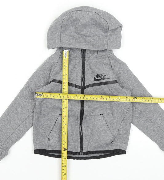 Nike Boys Grey Full Zip Hoodie 2-3 Years Hooded Sweatshirt