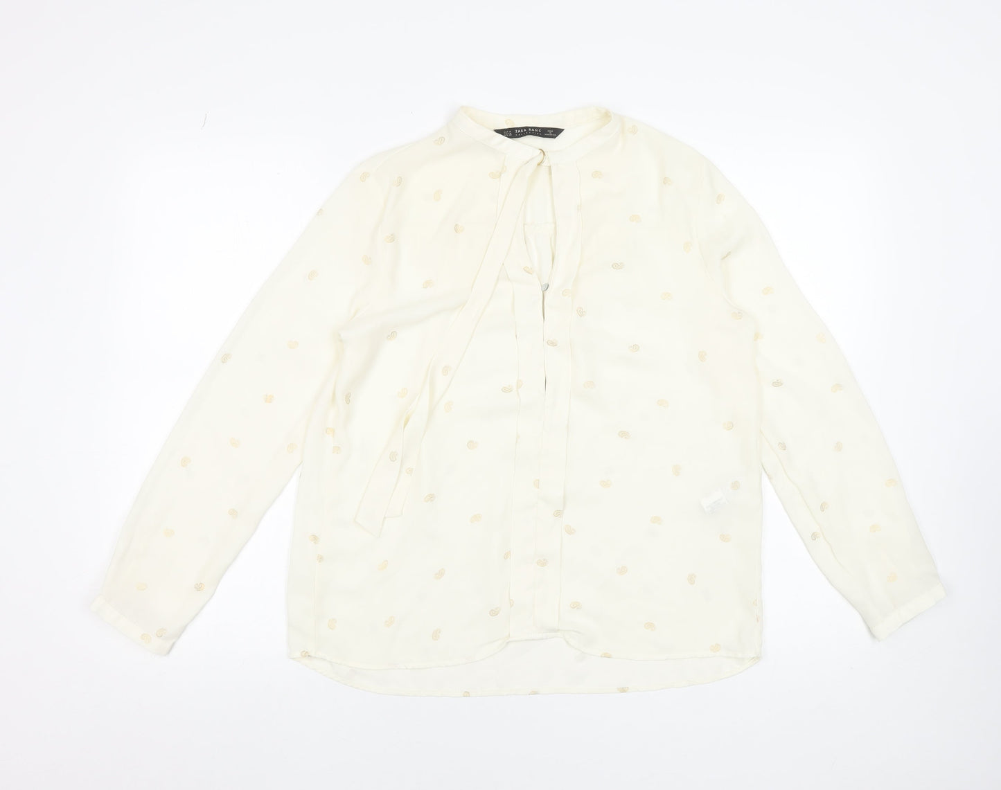 Womens UK Size 12 Zara Ivory Basic Blouse