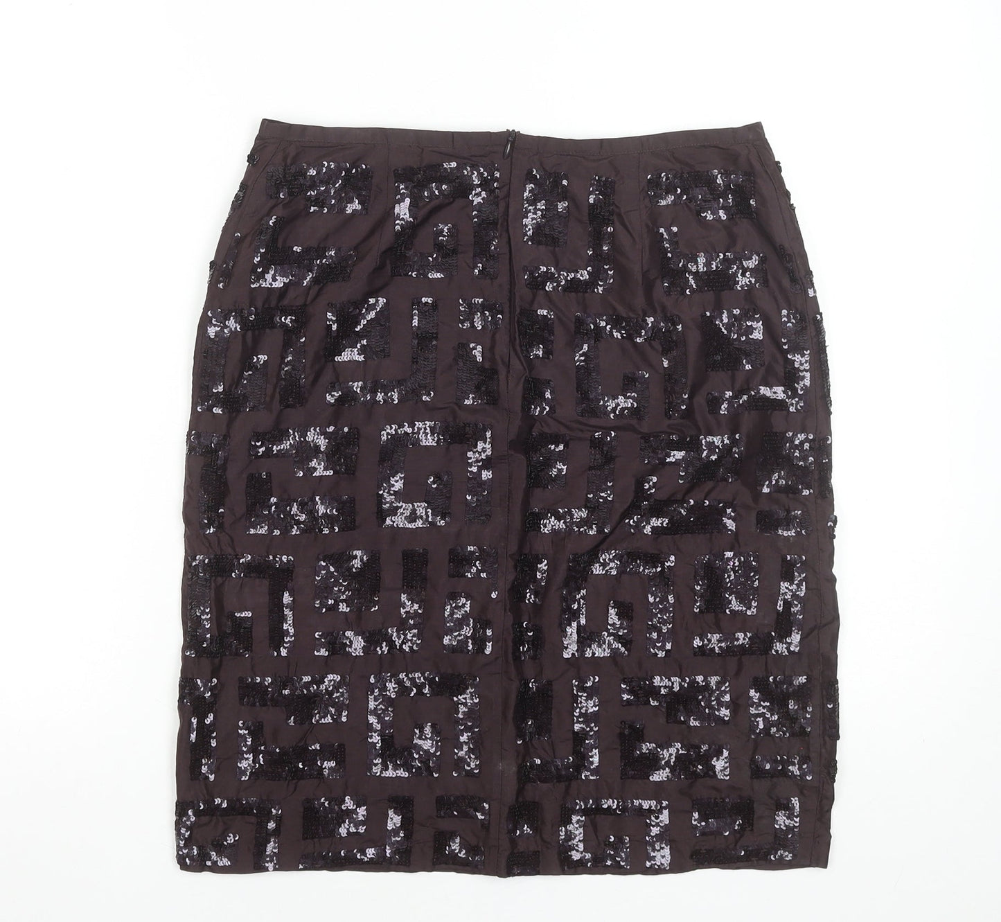 French Connection Women Black Sequin Silk Pencil Skirt Size 12