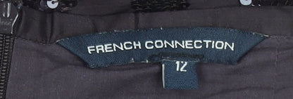 French Connection Women Black Sequin Silk Pencil Skirt Size 12
