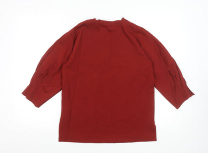 Womens UK Size M Jigsaw Red Basic T-Shirt
