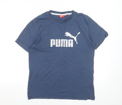 Puma Men's Blue Small Crew Neck Graphic Logo Sports T-Shirt