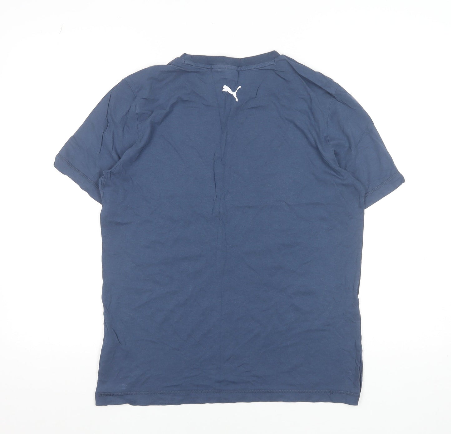 Puma Men's Blue Small Crew Neck Graphic Logo Sports T-Shirt