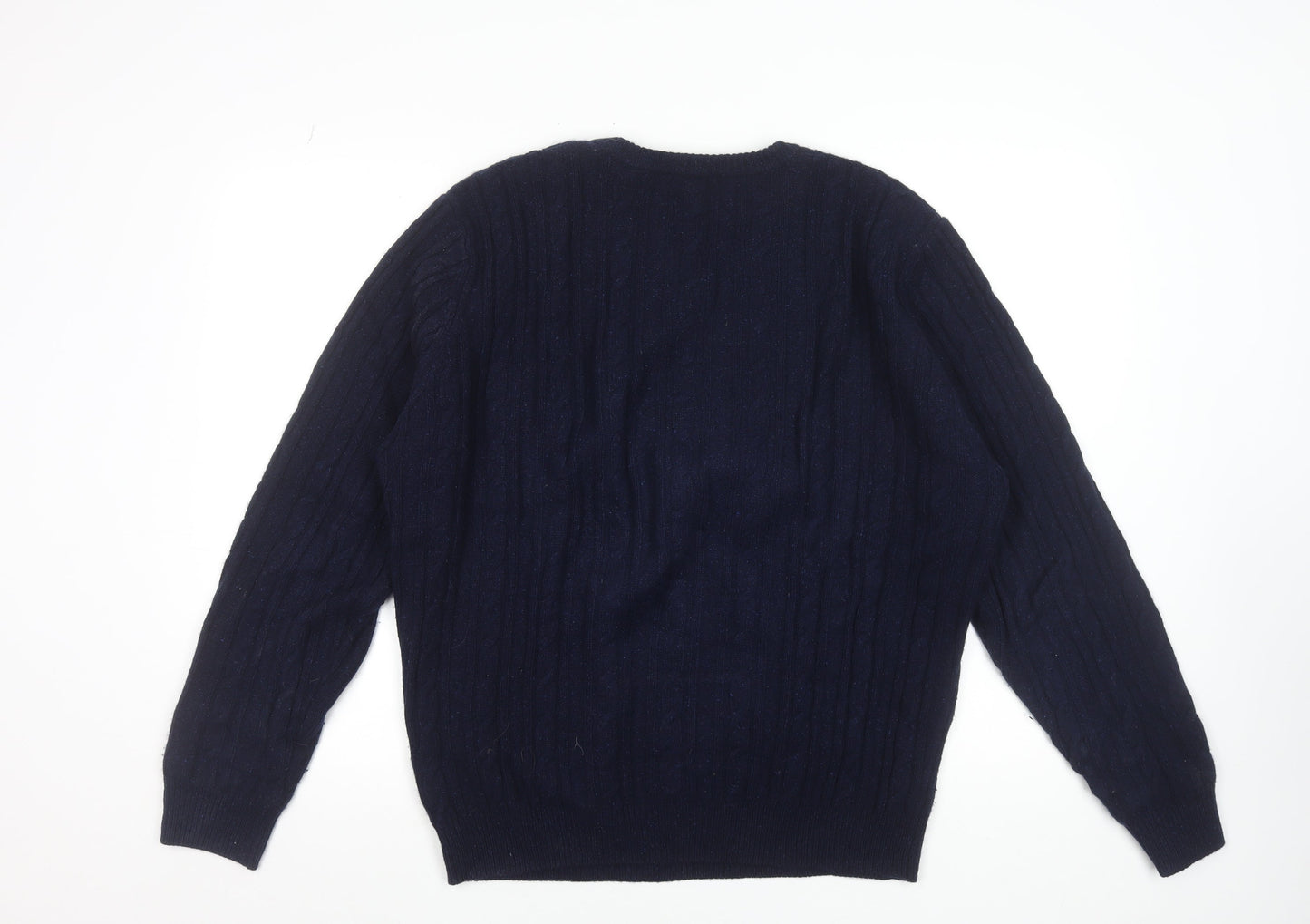 Hackett London Men's Blue Wool Silk Cable Knit Pullover Jumper Size L