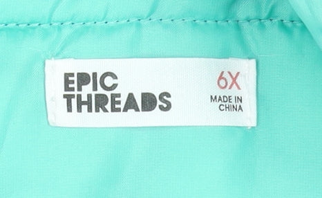 Epic Threads Girls Blue Heart Print Hooded Puffer Jacket Size 10 Years