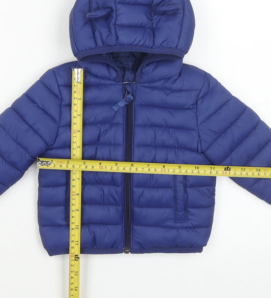 Lupilu Boys Blue Hooded Puffer Jacket Size 12-18 Months Lightweight Winter Coat