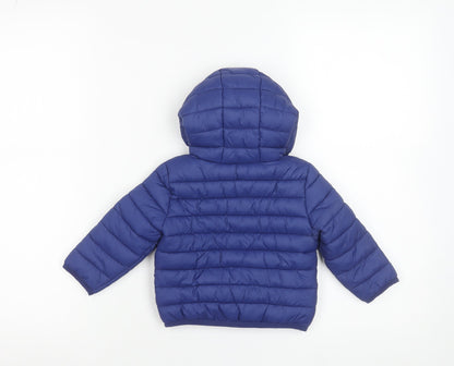 Lupilu Boys Blue Hooded Puffer Jacket Size 12-18 Months Lightweight Winter Coat