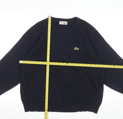 Lacoste Men's Blue Cable-Knit Wool Blend Pullover Jumper L