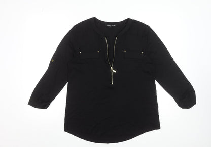 Womens UK Size M Cable & Gauge Black Basic Blouse