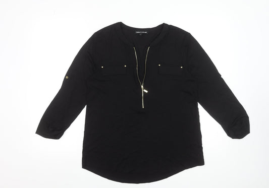 Womens UK Size M Cable & Gauge Black Basic Blouse