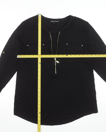 Womens UK Size M Cable & Gauge Black Basic Blouse