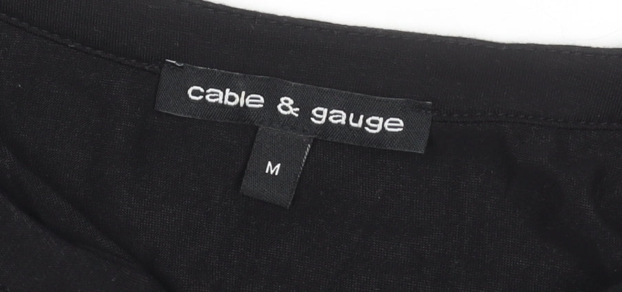 Womens UK Size M Cable & Gauge Black Basic Blouse