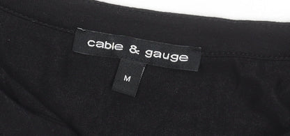Womens UK Size M Cable & Gauge Black Basic Blouse