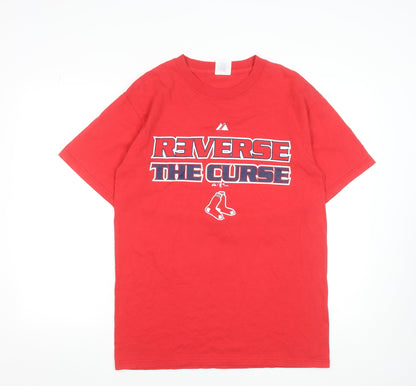 Majestic Men's Red 'Reverse The Curse' Boston T-Shirt Size M